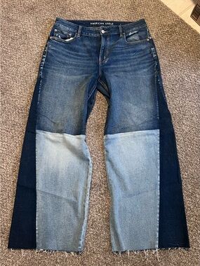 American Eagle Outfitters patchwork Panel wide leg Jeans 6